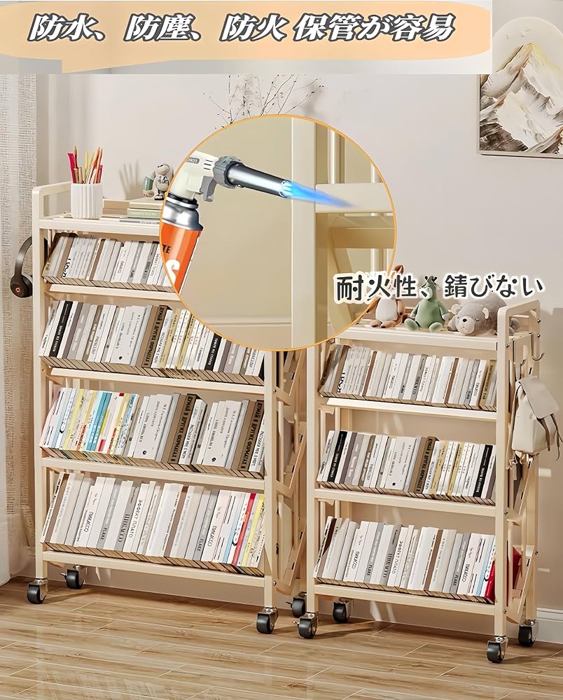 本棚整理   一冊100円～350 Amazon.co.jp: TUIYIDUO ファイルラック ファイルワゴン 幅90×高
